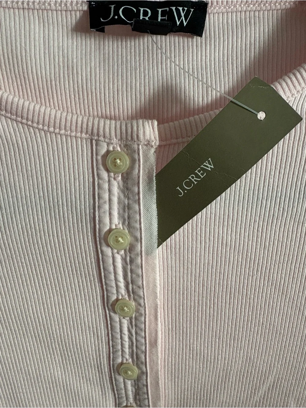 J. Crew Light Pink Ribbed Short-Sleeve Henley